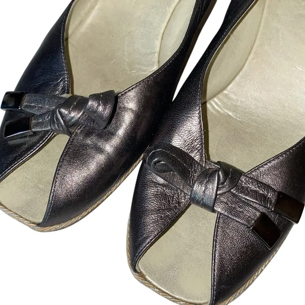 Carvela Made in Italy Leather Peep Toe Wedges 40